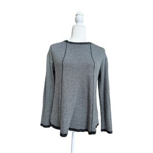 J Jill Geometric Black White Long Sleeve Round Neck Womens Size S Pullover